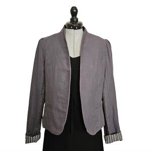 Linen Cotton Blend Purple Blazer with Pin Stripped Lining